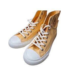PF Flyers Womens All American hi top sz 8 embellished golden chain ,melon color